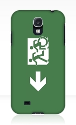 Accessible Means of Egress Icon Exit Sign Wheelchair Wheelie Running Man Symbol by Lee Wilson PWD Disability Emergency Evacuation Samsung Galaxy Case 6