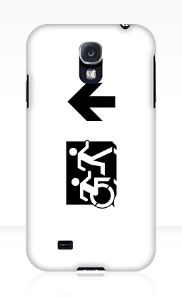 Accessible Means of Egress Icon Exit Sign Wheelchair Wheelie Running Man Symbol by Lee Wilson PWD Disability Emergency Evacuation Samsung Galaxy Case 74