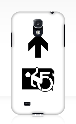 Accessible Means of Egress Icon Exit Sign Wheelchair Wheelie Running Man Symbol by Lee Wilson PWD Disability Emergency Evacuation Samsung Galaxy Case 75