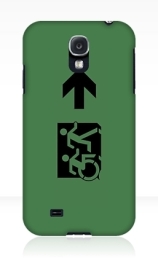 Accessible Means of Egress Icon Exit Sign Wheelchair Wheelie Running Man Symbol by Lee Wilson PWD Disability Emergency Evacuation Samsung Galaxy Case 87