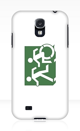 Accessible Means of Egress Icon Exit Sign Wheelchair Wheelie Running Man Symbol by Lee Wilson PWD Disability Emergency Evacuation Samsung Galaxy Case 89