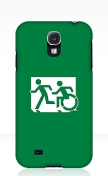 Accessible Means of Egress Icon Exit Sign Wheelchair Wheelie Running Man Symbol by Lee Wilson PWD Disability Emergency Evacuation Samsung Galaxy Case 91