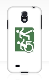 Accessible Means of Egress Icon Exit Sign Wheelchair Wheelie Running Man Symbol by Lee Wilson PWD Disability Emergency Evacuation Samsung Galaxy Case 99