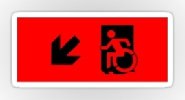 Accessible Means of Egress Icon Exit Sign Wheelchair Wheelie Running Man Symbol by Lee Wilson PWD Disability Emergency Evacuation Sticker 11