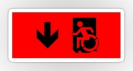 Accessible Means of Egress Icon Exit Sign Wheelchair Wheelie Running Man Symbol by Lee Wilson PWD Disability Emergency Evacuation Sticker 12