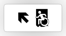 Accessible Means of Egress Icon Exit Sign Wheelchair Wheelie Running Man Symbol by Lee Wilson PWD Disability Emergency Evacuation Sticker 124