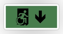 Accessible Means of Egress Icon Exit Sign Wheelchair Wheelie Running Man Symbol by Lee Wilson PWD Disability Emergency Evacuation Sticker 19