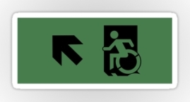 Accessible Means of Egress Icon Exit Sign Wheelchair Wheelie Running Man Symbol by Lee Wilson PWD Disability Emergency Evacuation Sticker 22