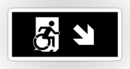 Accessible Means of Egress Icon Exit Sign Wheelchair Wheelie Running Man Symbol by Lee Wilson PWD Disability Emergency Evacuation Sticker 45