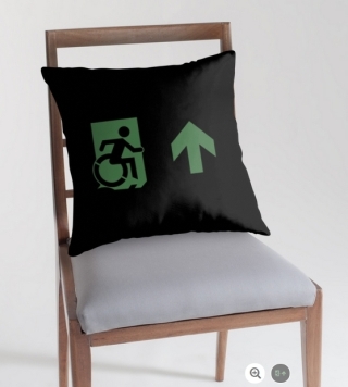 Accessible Means of Egress Icon Exit Sign Wheelchair Wheelie Running Man Symbol by Lee Wilson PWD Disability Emergency Evacuation Throw Pillow Cushion 101