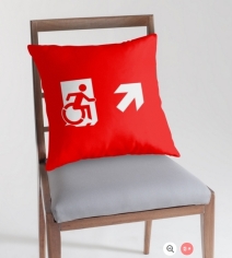 Accessible Means of Egress Icon Exit Sign Wheelchair Wheelie Running Man Symbol by Lee Wilson PWD Disability Emergency Evacuation Throw Pillow Cushion 11