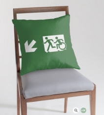 Accessible Means of Egress Icon Exit Sign Wheelchair Wheelie Running Man Symbol by Lee Wilson PWD Disability Emergency Evacuation Throw Pillow Cushion 113