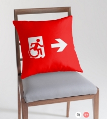 Accessible Means of Egress Icon Exit Sign Wheelchair Wheelie Running Man Symbol by Lee Wilson PWD Disability Emergency Evacuation Throw Pillow Cushion 12