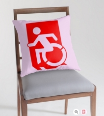 Accessible Means of Egress Icon Exit Sign Wheelchair Wheelie Running Man Symbol by Lee Wilson PWD Disability Emergency Evacuation Throw Pillow Cushion 42