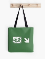 Accessible Means of Egress Icon Exit Sign Wheelchair Wheelie Running Man Symbol by Lee Wilson PWD Disability Emergency Evacuation Tote Bag 13