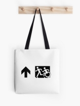 Accessible Means of Egress Icon Exit Sign Wheelchair Wheelie Running Man Symbol by Lee Wilson PWD Disability Emergency Evacuation Tote Bag 67