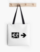 Accessible Means of Egress Icon Exit Sign Wheelchair Wheelie Running Man Symbol by Lee Wilson PWD Disability Emergency Evacuation Tote Bag 72