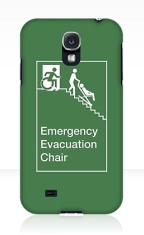 Accessible Means of Egress Icon Exit Sign Wheelchair Wheelie Running Man Symbol by Lee Wilson PWD Disability Evacuation Chair Samsung Galaxy Case 1