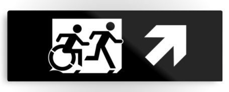 Accessible Means of Egress Icon Exit Sign Wheelchair Wheelie Running Man Symbol by Lee Wilson PWD Disability Evacuation Metal Printed 42