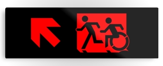 Accessible Means of Egress Icon Exit Sign Wheelchair Wheelie Running Man Symbol by Lee Wilson PWD Disability Evacuation Metal Printed 75